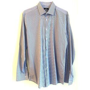 Hugo Boss Blue White Pinstripe Slim Fit Dress Shirt